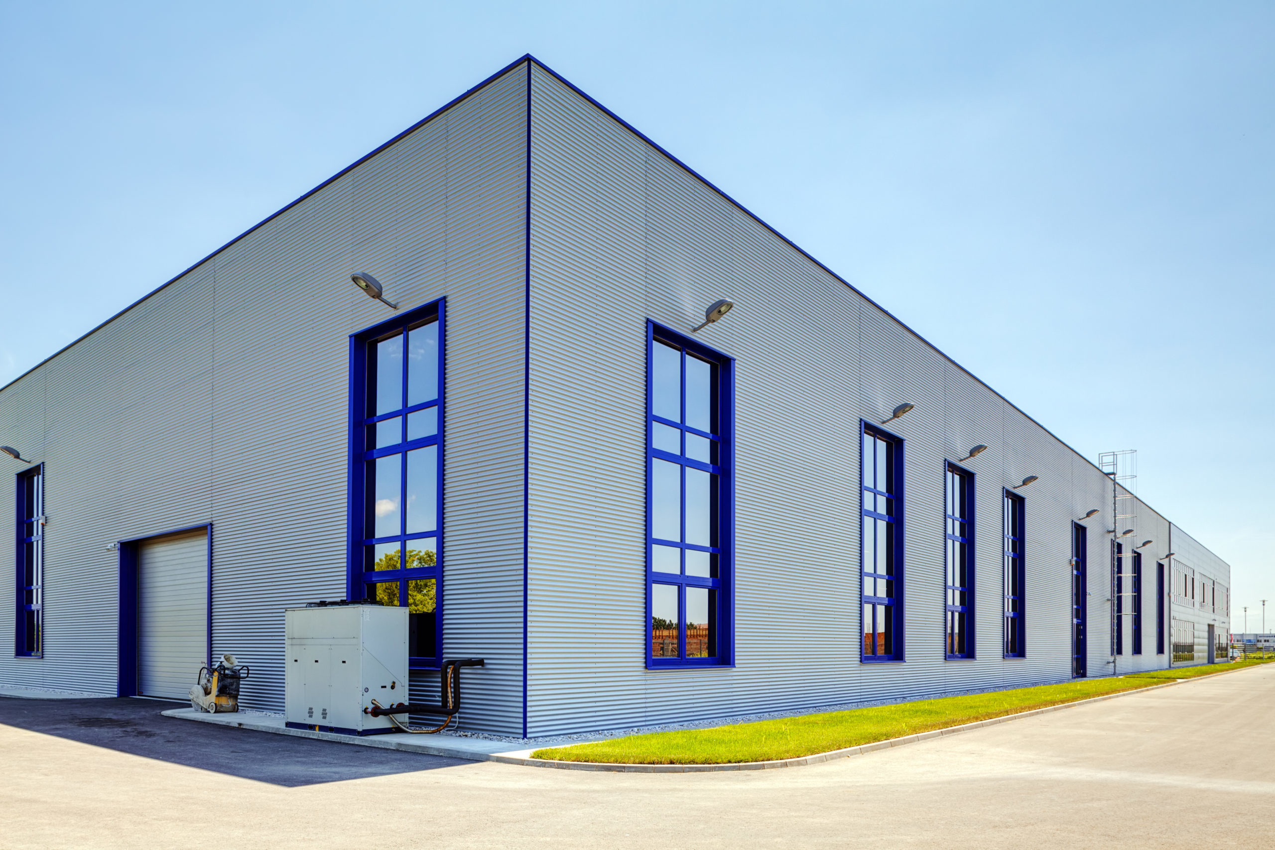 Aluminum facade on industrial building